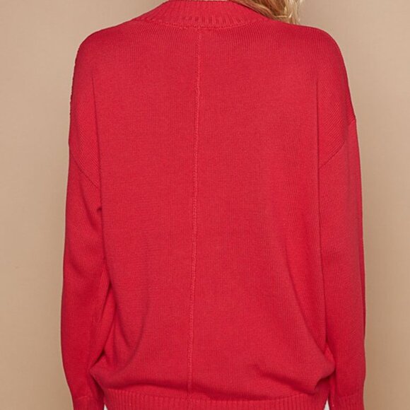 POL Red Peace Patch Sweater with Pearl and Stud Details - Picture 5 of 7